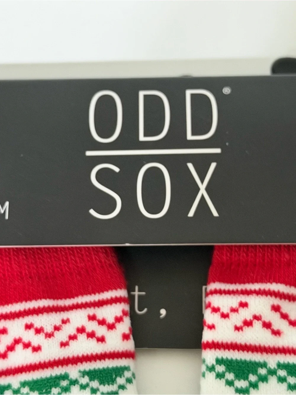 Odd Sox Men’s Christmas Fair Isle Dress Socks - Red & Green